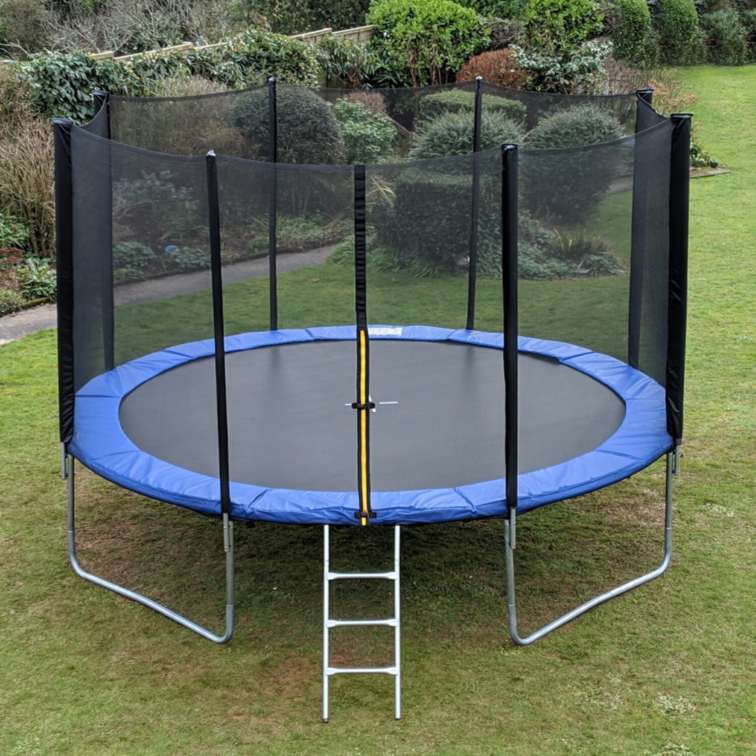 14ft trampoline with safety net 14ft Trampoline With Ladder & with Safety Enclosure Net, Outdoor Trampoline with Heavy Duty Jumping Mat and Spring Cover Padding for Kids & Adults - Image 1