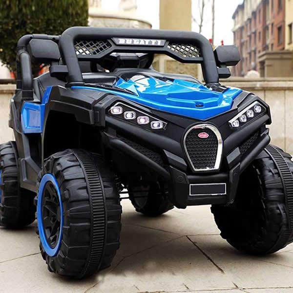 Eva Rubber Wheels Kids 12V Battery Operated Electric Ride on Jeep Blue - Image 4