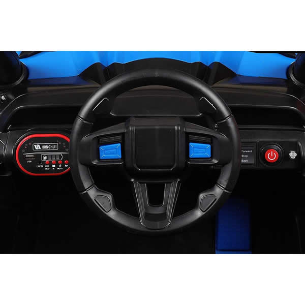 Eva Rubber Wheels Kids 12V Battery Operated Electric Ride on Jeep Blue - Image 3