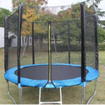 8Ft Trampoline With Ladder & with Safety Enclosure Net，Outdoor Trampoline with Heavy Duty Jumping Mat and Spring Cover Padding for Kids & Adults