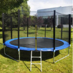 10ft Trampoline With Ladder & with Safety Enclosure Net, Outdoor Trampoline with Heavy Duty Jumping Mat and Spring Cover Padding for Kids & Adults